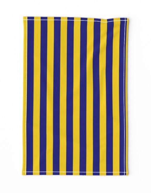 California Blue and Gold Vertical 1 inch Stripes Tea Towel