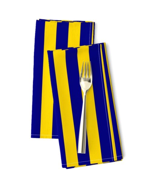California Blue and Gold Vertical 1 inch Stripes Dinner Napkins
