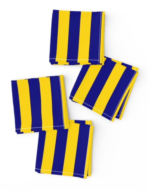 California Blue and Gold Vertical 1 inch Stripes Cocktail Napkins