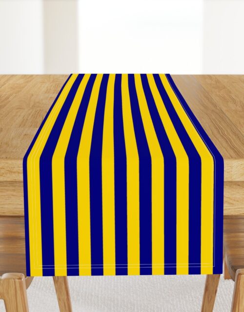 California Blue and Gold Vertical 1 inch Stripes Table Runner