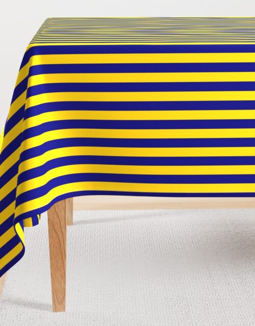 California Blue and Gold Vertical 1 inch Stripes Rectangular Tablecloth