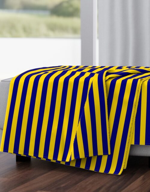 California Blue and Gold Vertical 1 inch Stripes Throw Blanket