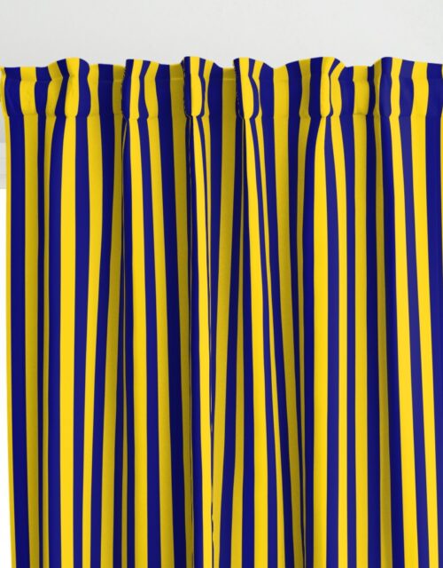 California Blue and Gold Vertical 1 inch Stripes Curtains