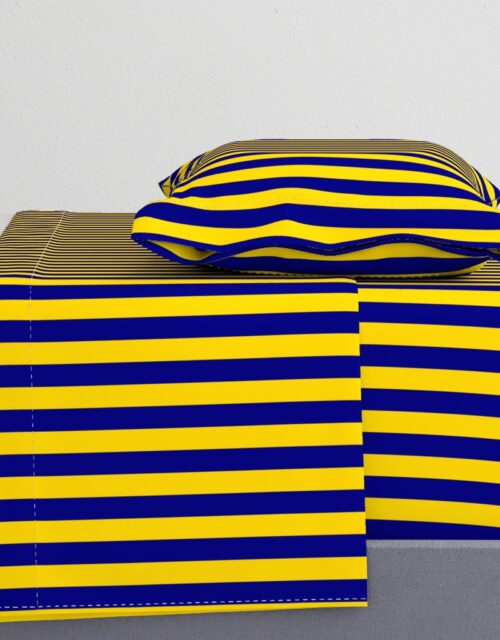 California Blue and Gold Vertical 1 inch Stripes Sheet Set