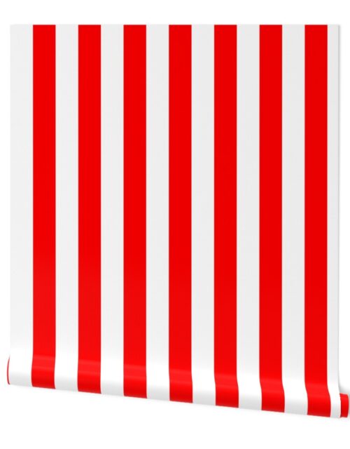 Florida Red and  White Vertical Stripes Wallpaper