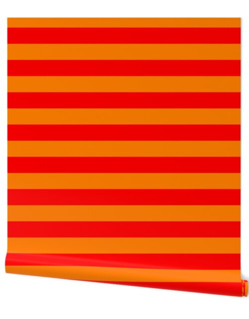 Florida Orange and Red Horizontal Stripes Wallpaper