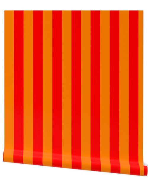Florida Orange and Red Vertical Stripes Wallpaper