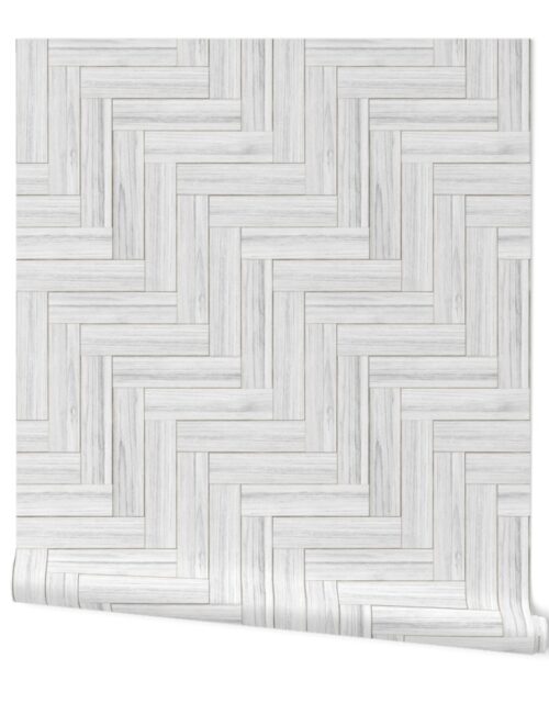 Whitewashed Geometric Herringbone 2 inch Wallpaper