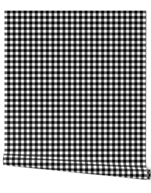 Black Color Classic Small Half Inch Gingham Check Tartan Plaid Wallpaper