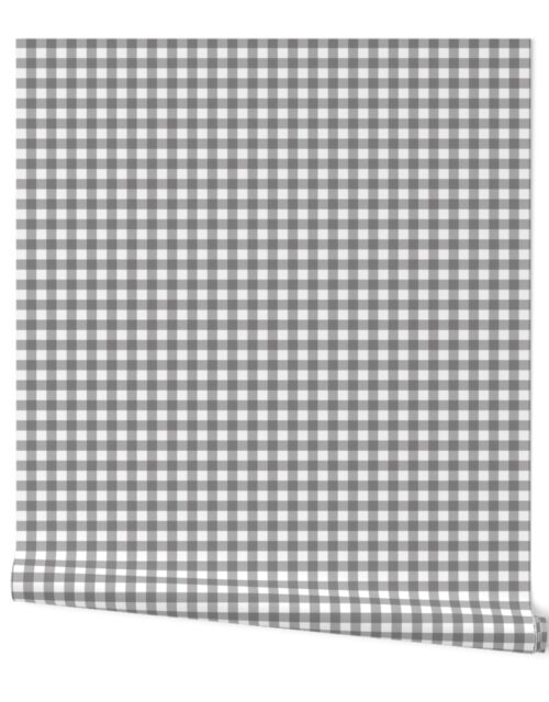 Pewter Color Classic Small Half Inch Gingham Check Tartan Plaid Wallpaper