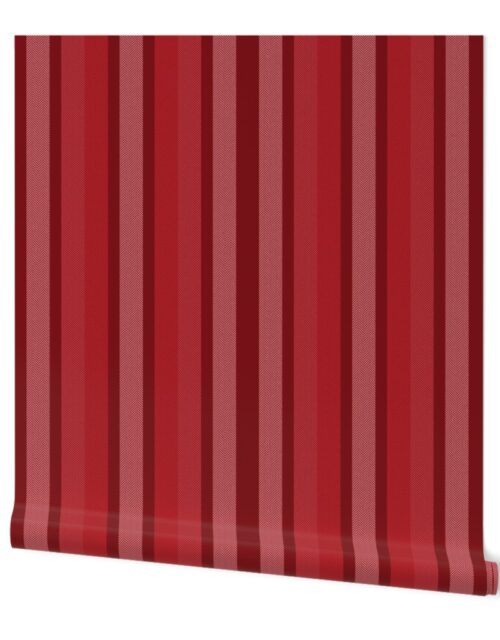 Large Poppy Red Shades Modern Interior Design Stripe Wallpaper