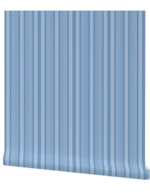 Small Sky Blue Shades Modern Interior Design Stripe Wallpaper