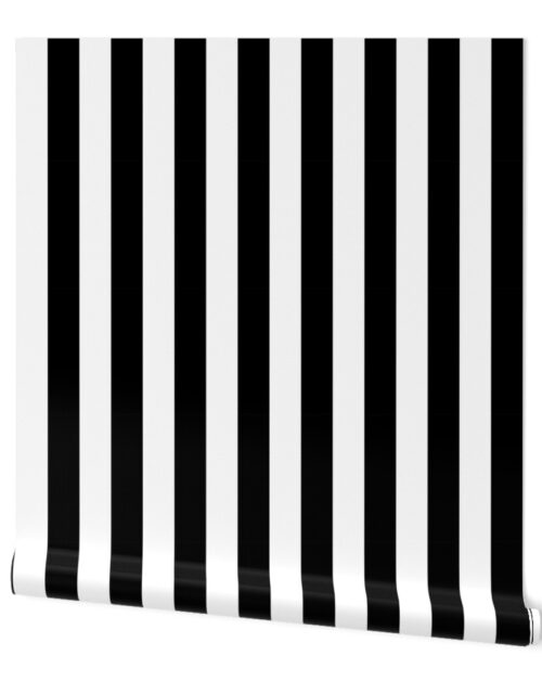 Licorice Black and White 2″ Stripes REVERSED Wallpaper
