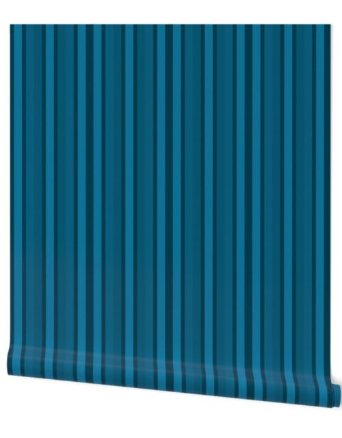 Small Peacock Shades Modern Interior Design Stripe Wallpaper