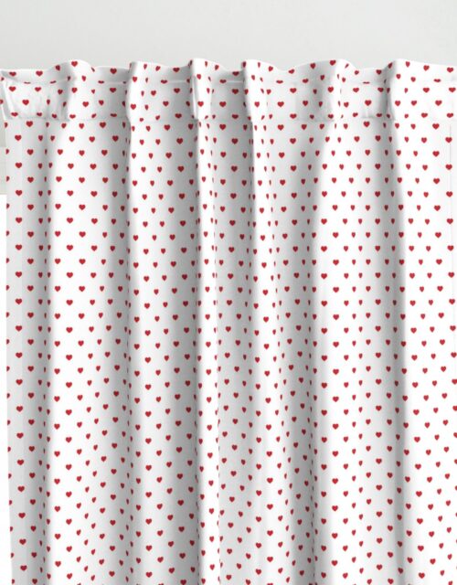 Mini Poppy Red Valentines Polkadot Love Hearts on White Background Curtains