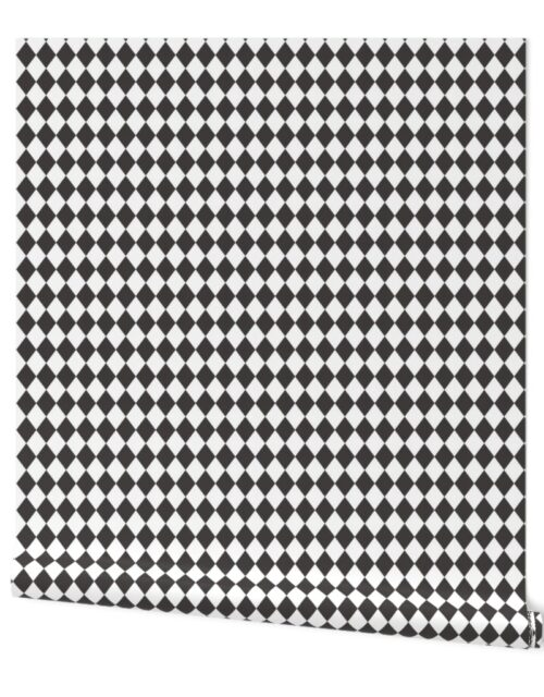 Small Graphite and White Diamond Harlequin Check Pattern Wallpaper