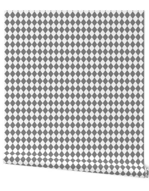 Small Pewter and White Diamond Harlequin Check Pattern Wallpaper