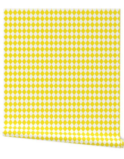 Small Lemon Lime and White Diamond Harlequin Check Pattern Wallpaper