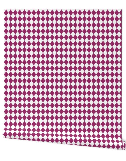 Small Berry and White Diamond Harlequin Check Pattern Wallpaper
