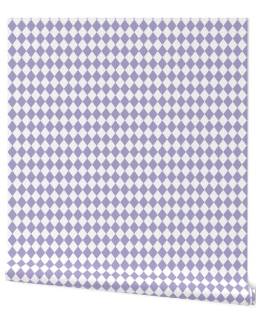 Small Lilac and White Diamond Harlequin Check Pattern Wallpaper