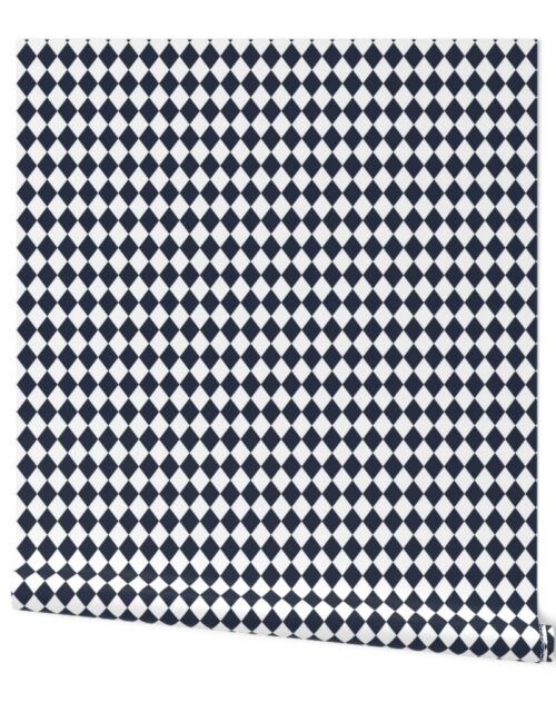 Small Navy and White Diamond Harlequin Check Pattern Wallpaper