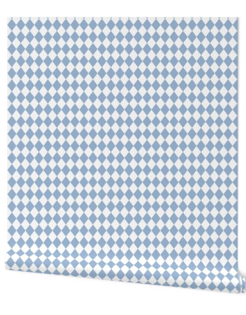Small Sky Blue and White Diamond Harlequin Check Pattern Wallpaper