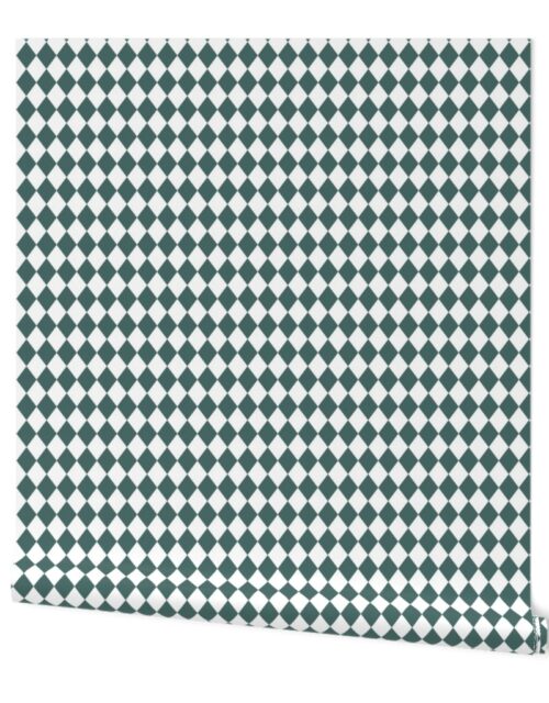 Small Pine and White Diamond Harlequin Check Pattern Wallpaper