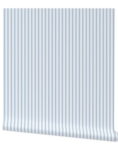 Traditional Micro Sky Blue Blue Vintage Ticking Upholstery Stripes Wallpaper