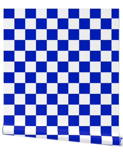 3″ Cobalt Blue and White Checkerboard Squares Wallpaper