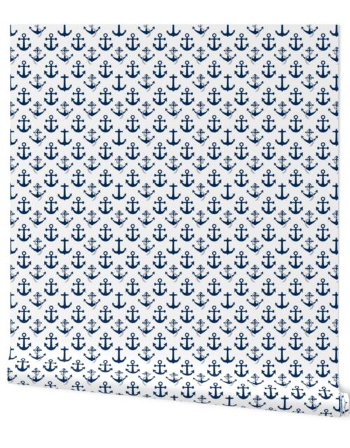 Small Nautical Blue Sailing Boat Anchors on White Wallpaper