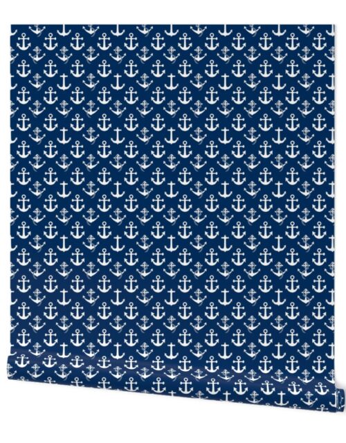 Small Nautical White Sailing Boat Anchors on Blue Wallpaper
