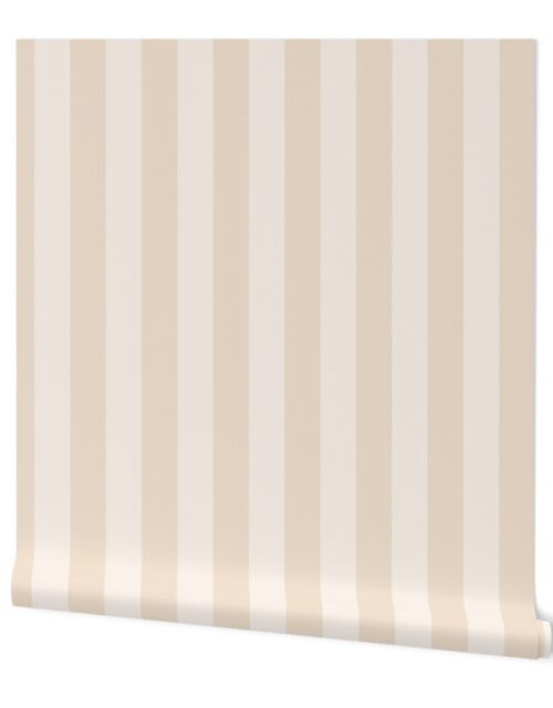 Two-Tone 2 Inch Natural and Faded Natural Modern Cabana Upholstery Stripes Wallpaper
