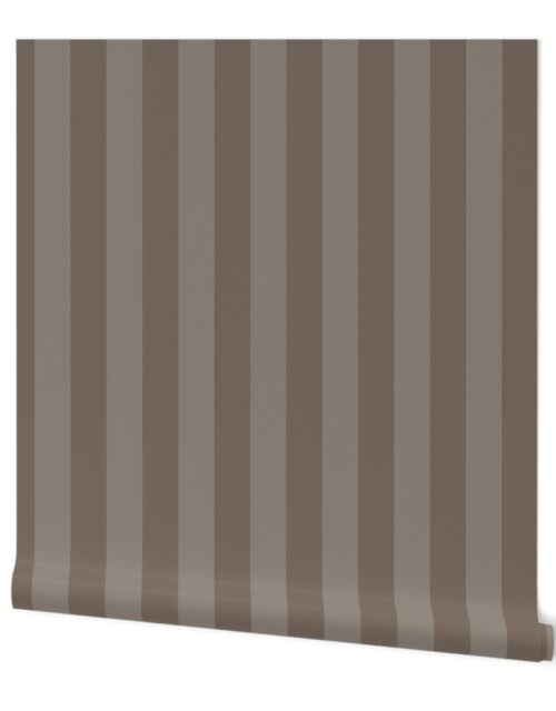 Two-Tone 2 Inch Bark and Faded Bark Modern Cabana Upholstery Stripes Wallpaper