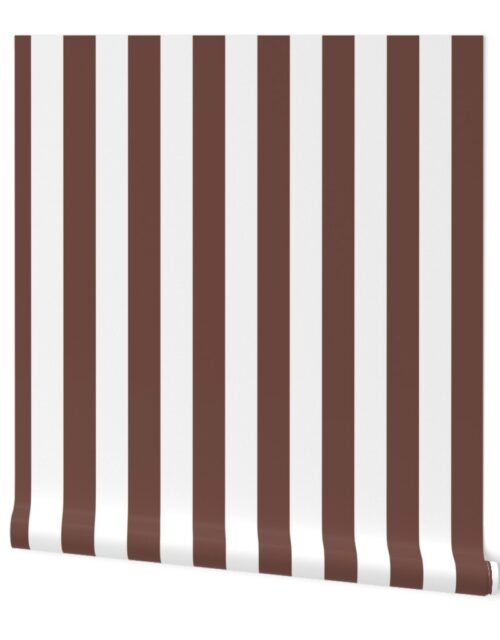 Classic 2 Inch Cinnamon and White Modern Cabana Upholstery Stripes Wallpaper