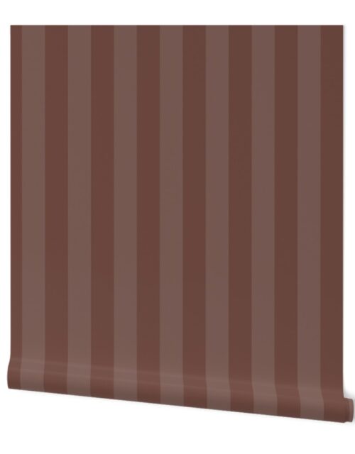 Two-Tone 2 Inch Cinnamon and Faded Cinnamon Modern Cabana Upholstery Stripes Wallpaper