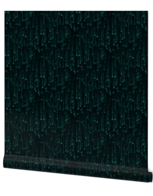 Small Neon Aqua Digital Rain Computer Code Wallpaper