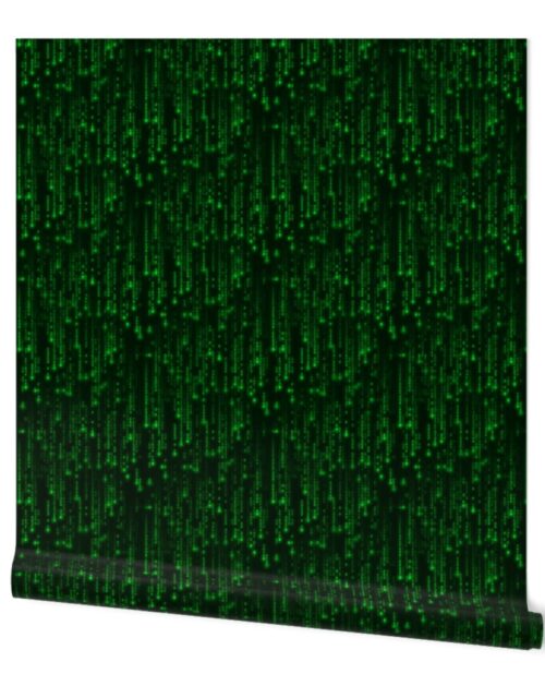 Small Bright Neon Green Digital Rain Computer Code Wallpaper