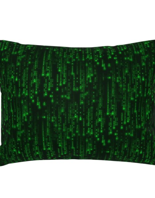 Small Bright Neon Green Digital Rain Computer Code Standard Pillow Sham