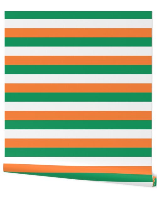 Flag of Ireland Horizontal Green White and Orange Stripes 2 inch stripes Wallpaper