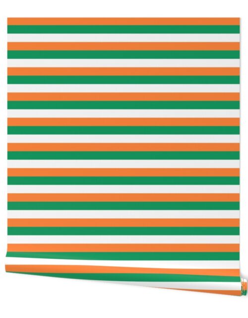 Flag of Ireland Horizontal Green White and Orange Stripes 1 inch stripes Wallpaper