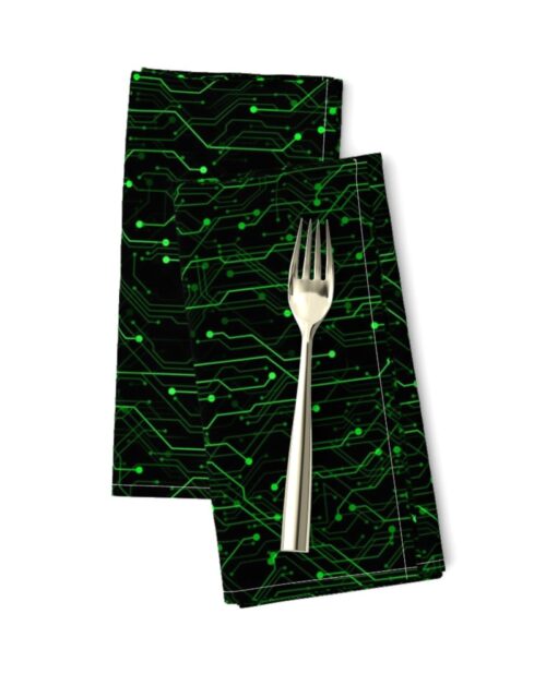 Small Bright Green Neon Computer Motherboard Circuitry Dinner Napkins