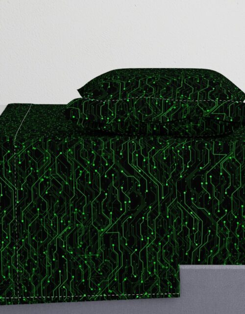 Small Bright Green Neon Computer Motherboard Circuitry Sheet Set