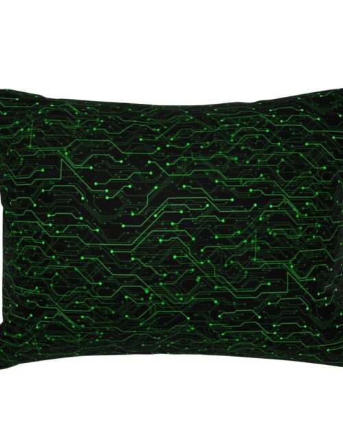 Small Bright Green Neon Computer Motherboard Circuitry Standard Pillow Sham