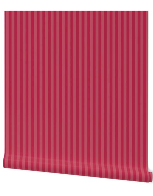 Two-Tone Color of the Year Viva Magenta with Tonal Vertical Pin  Stripes Wallpaper