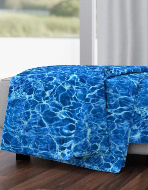 Blue Ripples in Wavy Water Throw Blanket