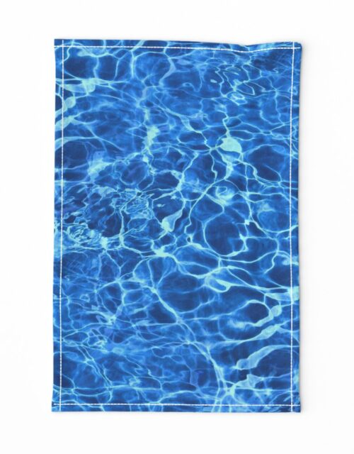 Blue Ripples in Wavy Water Tea Towel