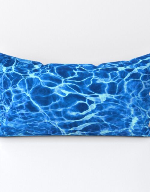 Blue Ripples in Wavy Water Lumbar Throw Pillow