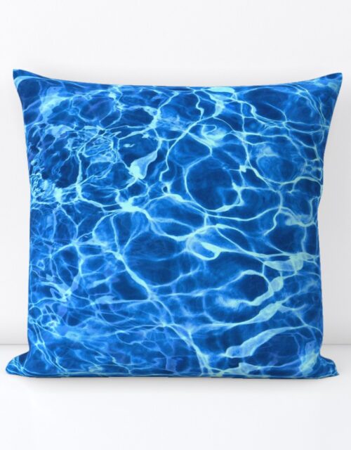 Blue Ripples in Wavy Water Square Throw Pillow