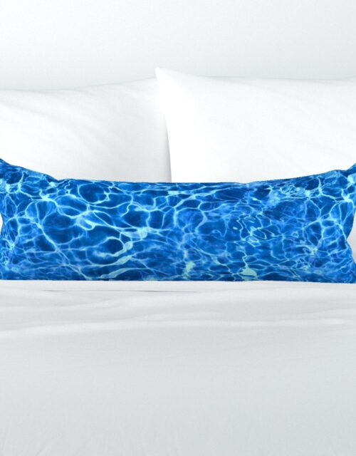 Blue Ripples in Wavy Water Extra Long Lumbar Pillow
