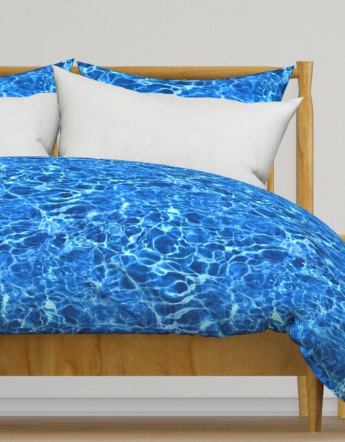 Blue Ripples in Wavy Water Duvet Cover